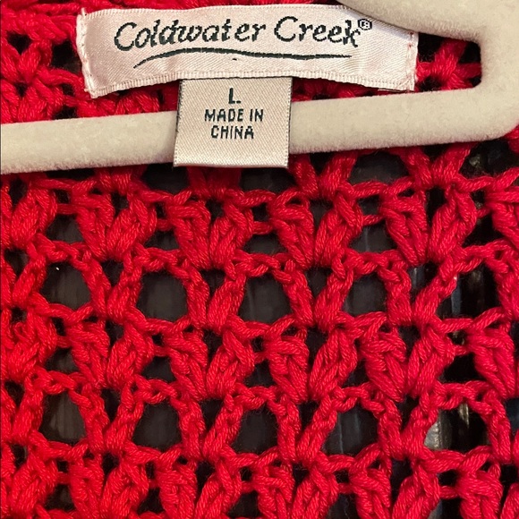 Coldwater Creek Red Crochet Cardigan - Picture 2 of 4